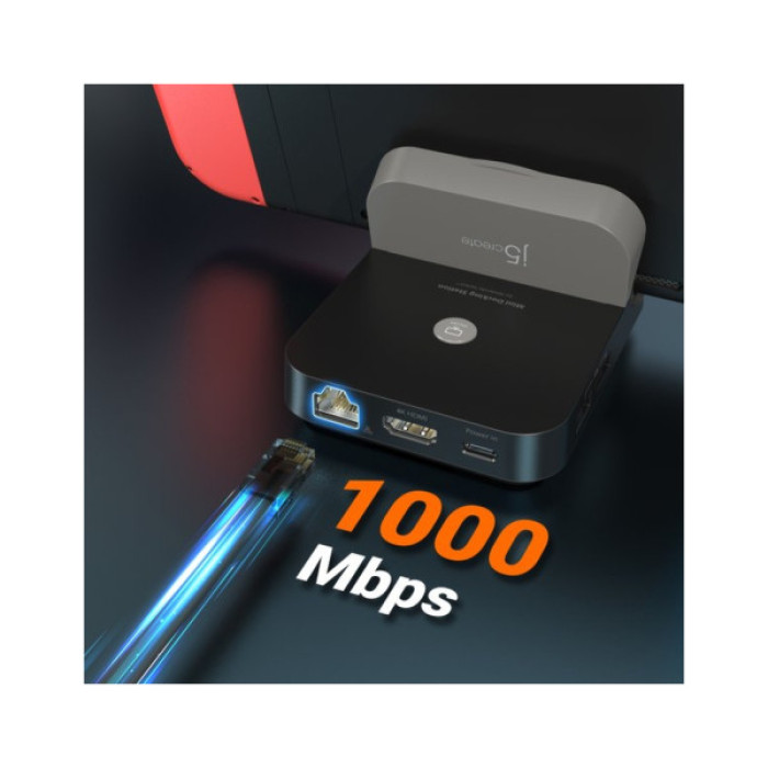Порт-реплікатор J5create Dock-Station Nintendo Switch (HDMI/PD/USB-A/USB-C/LAN) (JCD620-N)