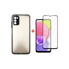 Чохол до мобільного телефона Dengos Kit for Samsung Galaxy A03s case + glass (Black) (DG-KM-24)