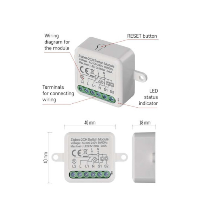 Модуль управління розумним будинком EMOS H5102 ZigBee 3.0 2-Channel (H5102)