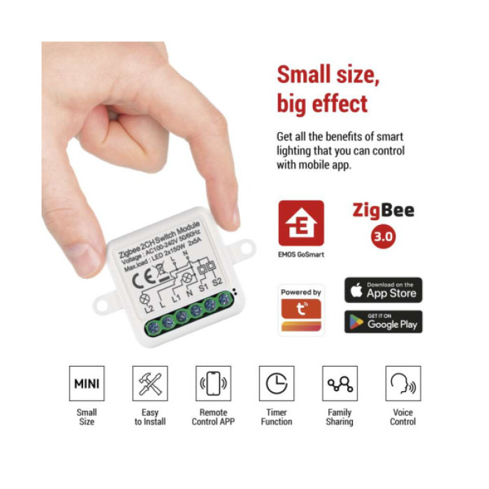 Модуль управління розумним будинком EMOS H5102 ZigBee 3.0 2-Channel (H5102)