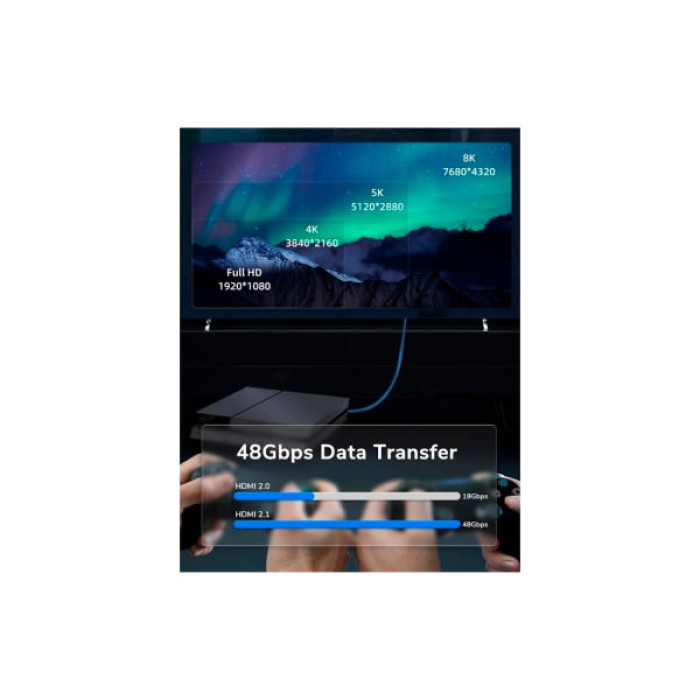 Кабель мультимедійний HDMI M to HDMI M 1.0m V2.1 Cabletime (CA914661)