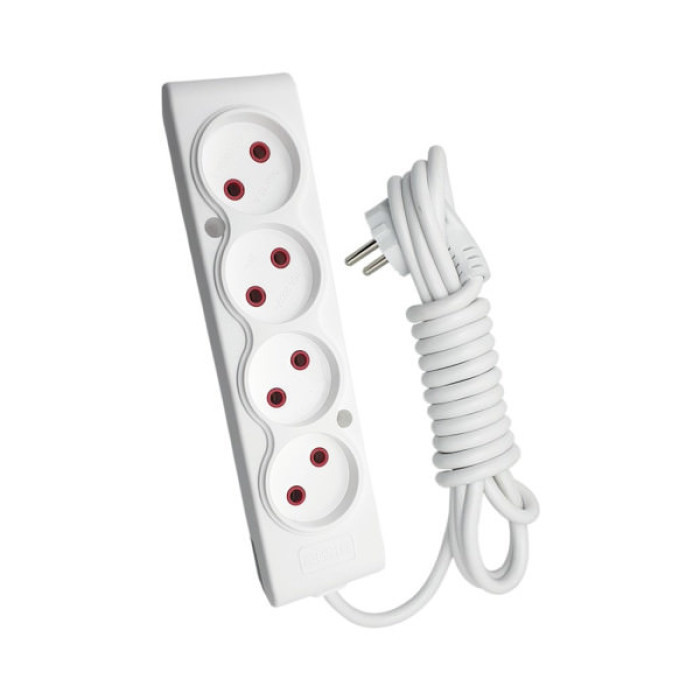 Мережевий подовжувач TECCO 3м 4 поста white (8681277841477)