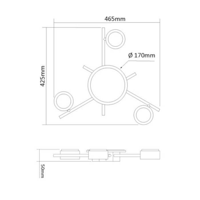 Світильник Videx під лампу 3xGX53 накладний з підсвіткою (VL-SPF20B-BB)