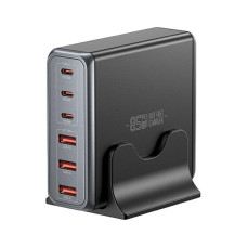 Зарядний пристрій Essager 3xUSB-C + 3xUSB-A 85W GaN black (EZC85W-SXB0G-Z)