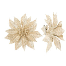 Ялинкова іграшка House Of Seasons Квітка декоративна на кліпсі шампань H&S 10 см 3 шт (8720362230823)