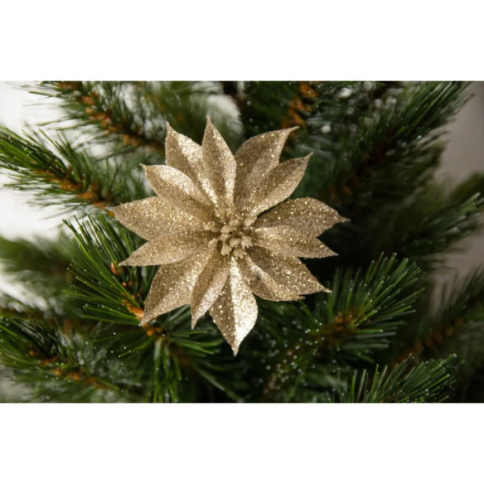 Ялинкова іграшка House Of Seasons Квітка декоративна на кліпсі шампань H&S 10 см 3 шт (8720362230823)