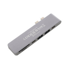Порт-реплікатор Choetech Dock-Station USB-C 7-in-1 (HDMI/картридер/USB-A/USB-C, for MacBook Pro/Air) (HUB-M14-GY-V2)