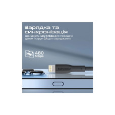 Дата кабель USB 2.0 AM to Lightning 1.0m 2A black Promate (xcord-ai.black)