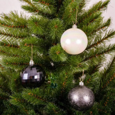 Ялинкова іграшка Chomik пластикові кульки 9 шт, 8см, графіт з перламутром (5900779853041)