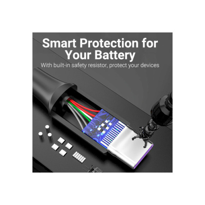 Дата кабель USB 2.0 AM to USB-C 0.5m 5.0A (25W) PVC black Vention (CORBD)