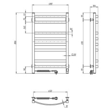 Сушарка для рушників Navin Avalon, 800х480, таймер-регулятор, сталь, чорний муар, ліве підключення (12-203153-4880)