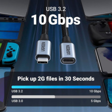 Дата кабель Ugreen USB-C M/F 1.0m 5A 10Gbps USB 3.1 black (30205)