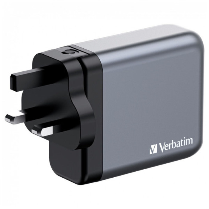 Зарядний пристрій Verbatim GaN 140 W 4 ports (2xUSB-C-140 W,USB-C 20 W /USB-A -3.0) (32203)