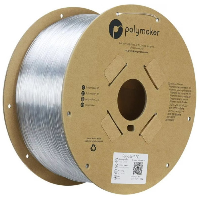 Пластик для 3D-принтера Polymaker PC POLYLITE 1,75mm 3kg TRANSPARENT (PC01003)