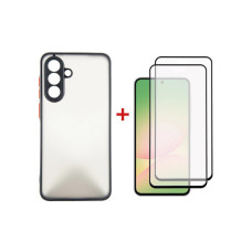Чохол до мобільного телефона Dengos Kit Samsung Galaxy A56 Matte + 2 pcs glass (Black) (DG-CTG2P-05)