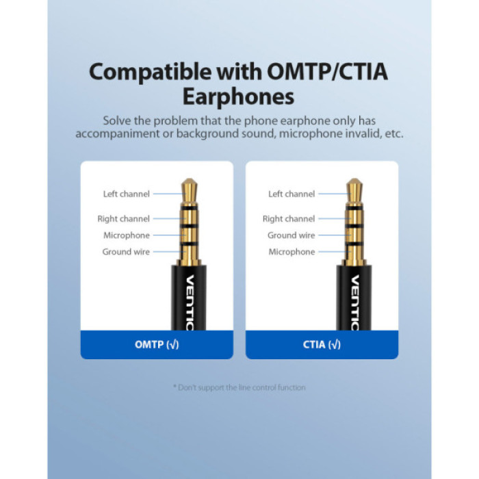 Звукова плата VENTION Audio USB 1х3,5mm jack 4pin Metal (OMTP-CTIA) (CDLH0)