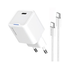 Зарядний пристрій ColorWay GaN Mini 30W PD Port PPS USB (Type-C PD + USB QC4.0) cable Type-C (CW-CHS053PDC-WT)