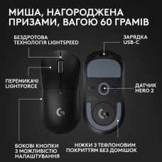 Мишка Logitech G Pro X Superlight 2 Lightspeed Wireless Black (910-006630)