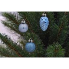 Ялинкова іграшка Chomik пластикові кульки, рельєфні і шишки 36 шт, 3,4,6 см, мікс блакитні (5900779832916_1)