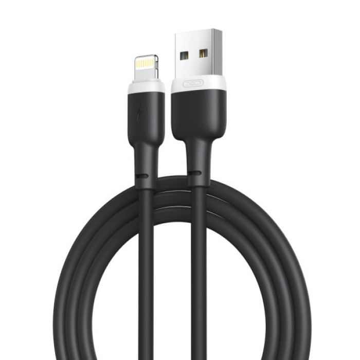 Дата кабель USB 2.0 AM to Lightning 1.0m 2.1A silicone black XO (NB208-L-1-BK)