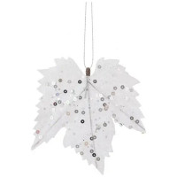 Ялинкова іграшка House Of Seasons Кленовий лист 6 шт білий (8718861667097)