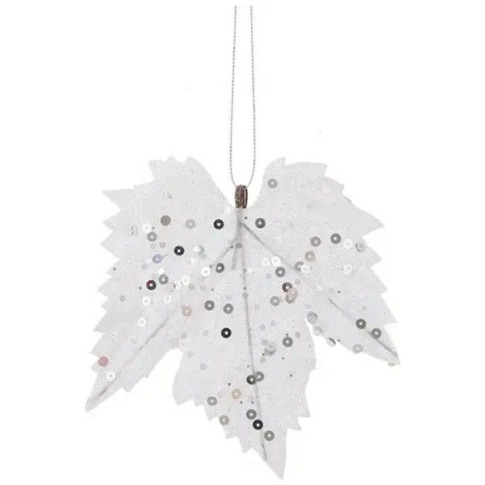 Ялинкова іграшка House Of Seasons Кленовий лист 6 шт білий (8718861667097)