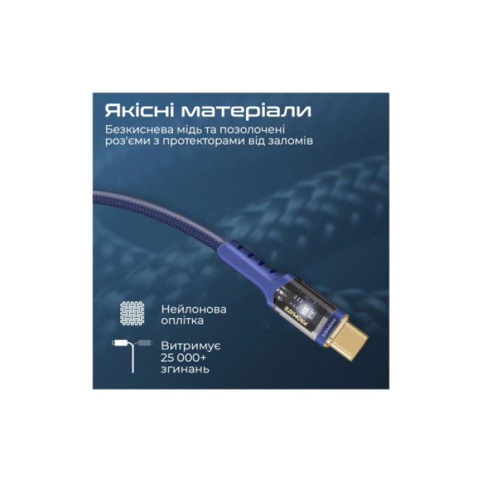 Дата кабель USB-C to USB-C 1.2m Promate (lucidline-cc120.navy)