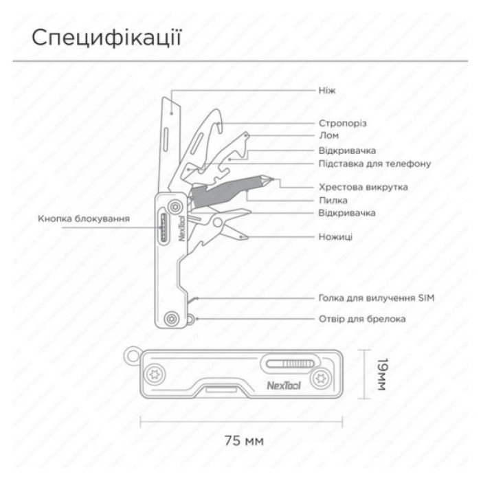 Мультитул NexTool Multi Functional Knife зелений (NE20098)