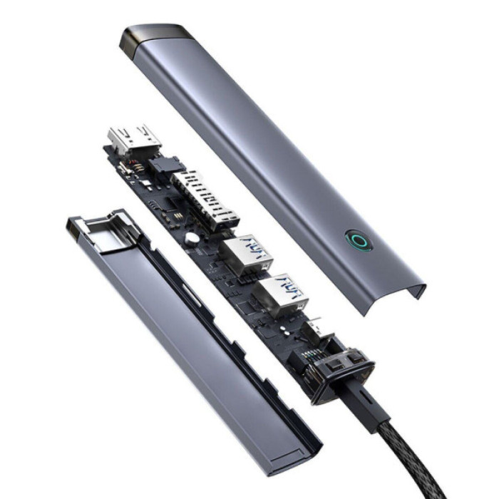 Концентратор Baseus USB-C 7-Port HDMI 4K60Hz + 2xUSB 3.0 + PD + SD/TF 3.0 + 3.5mm gray (B00052803811-02)