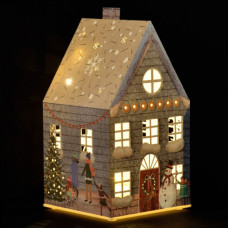 Прикраса декоративна YES! Fun Будиночок-світильник Картон LED Сірий 21см (801216)