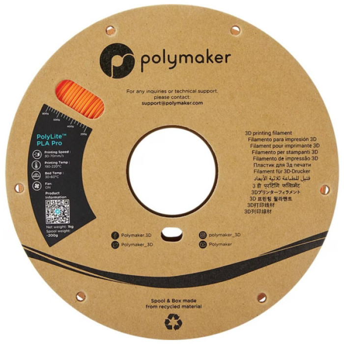 Пластик для 3D-принтера Polymaker PLA POLYLITE PRO 1,75mm 1kg ORANGE (PA07010)