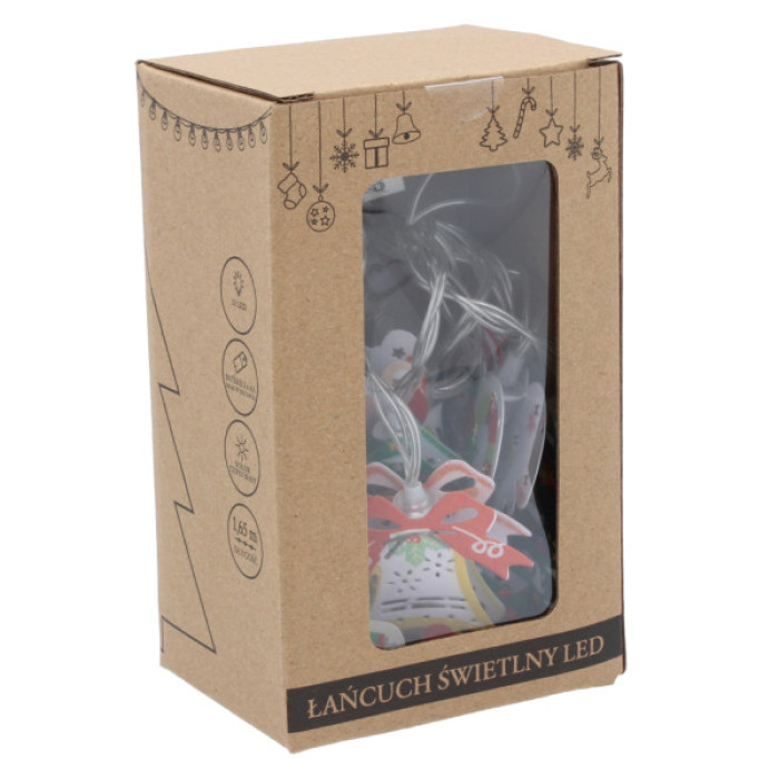 Гірлянда Chomik Новорічні атрибути 10 LED теплий білий, IP20, 2хАА (5900779854024)