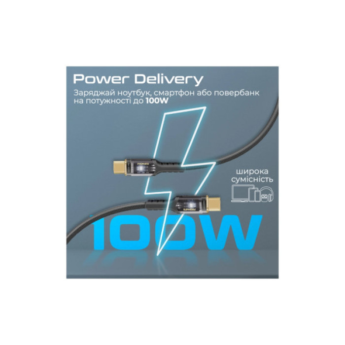 Дата кабель USB-C to USB-C 2.0m Promate (lucidline-cc200.black)