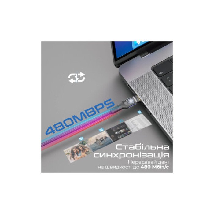 Дата кабель USB-C to USB-C 2.0m Promate (lucidline-cc200.black)