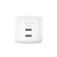 Зарядний пристрій Belkin 2xUSB-C PD50W GaN PPS + cable USB-C to USB-C 1.0m white (WCH019KQ1MWH-B6)