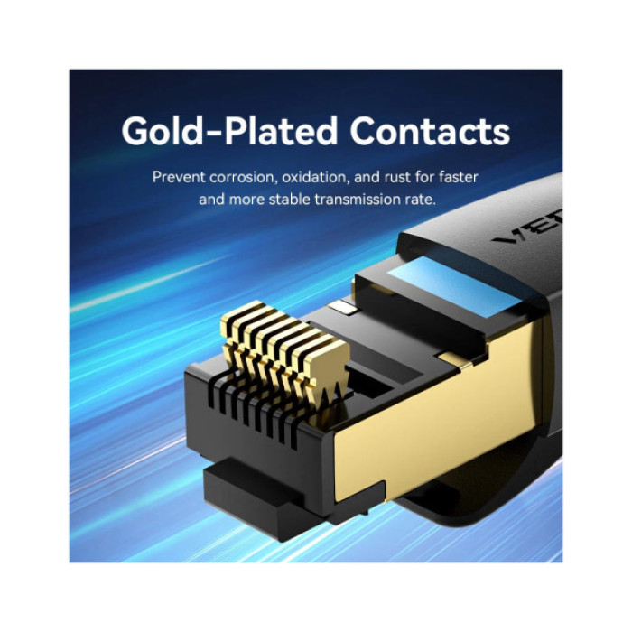 Патч-корд 1.5м, S/FTP cat 8 RJ-45 black Vention (IKABG)