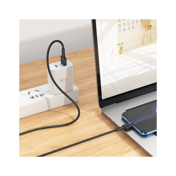 Дата кабель USB 2.0 AM to Micro 5P 1.0m 2.4A PVC X83 black HOCO (6931474770882)