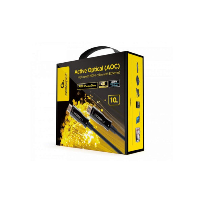 Кабель мультимедійний HDMI M to HDMI M 10.0m V2.0 AOC 4K60Hz gold Cablexpert (CCBP-HDMI-AOC-10M-02)