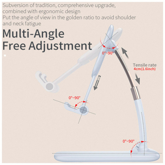 Підставка до планшета та телефона Knight Foldable Desk Mobile Phone Holder Stand (Plastic) White Essager (EZJZM-QSSJ02)