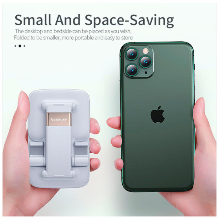 Підставка до планшета та телефона Knight Foldable Desk Mobile Phone Holder Stand (Plastic) White Essager (EZJZM-QSSJ02)