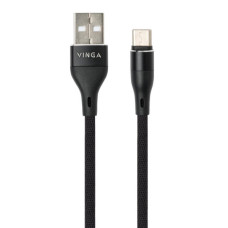Дата кабель USB 2.0 AM to USB-C 1.0m cylindric nylon back Vinga (VCPDCTCCANB1BK)