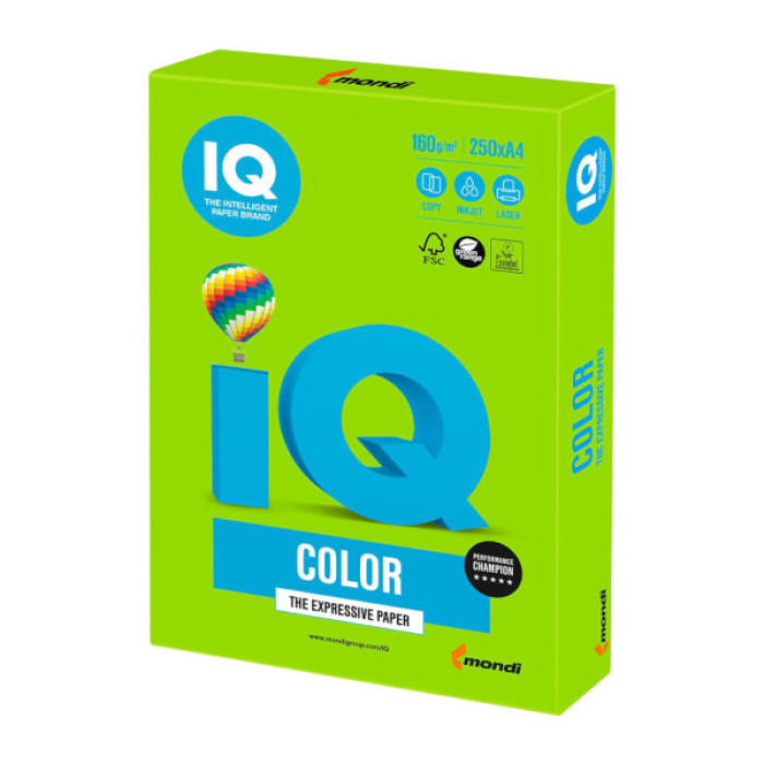 Папір Mondi IQ color А4 intensive, 160g 250sh, Bright Green (MA42/A4/160/IQ)