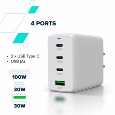 Зарядний пристрій Canyon CU100ACC GaN 100W 3xPD 1xQC EU White (CNS-CUW100ACC)