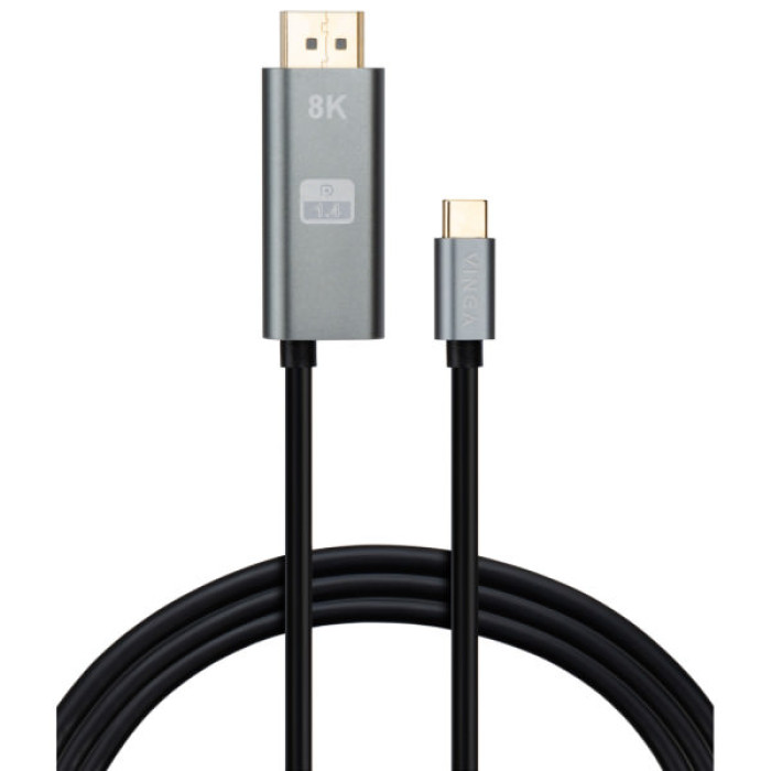 Кабель мультимедійний USB-C to DisplayPort M 1.5m v1.4 8K60Hz PD 100W port Vinga (VCPVCCD1415PD)