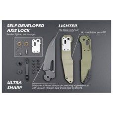 Ніж Hightron Sharplyn,14C28N, G10, зелений, чорний клинок (HK01GRN)