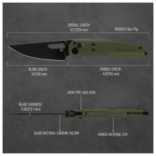 Ніж Hightron Sharplyn,14C28N, G10, зелений, чорний клинок (HK01GRN)