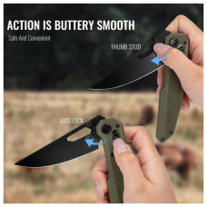 Ніж Hightron Sharplyn,14C28N, G10, зелений, чорний клинок (HK01GRN)