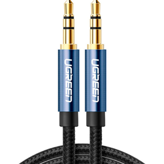 Кабель мультимедійний 3.5mm M to 3.5mm M 0.5m 90° corner AV112 blue Ugreen (60178)