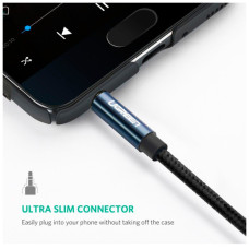 Кабель мультимедійний 3.5mm M to 3.5mm M 0.5m 90° corner AV112 blue Ugreen (60178)