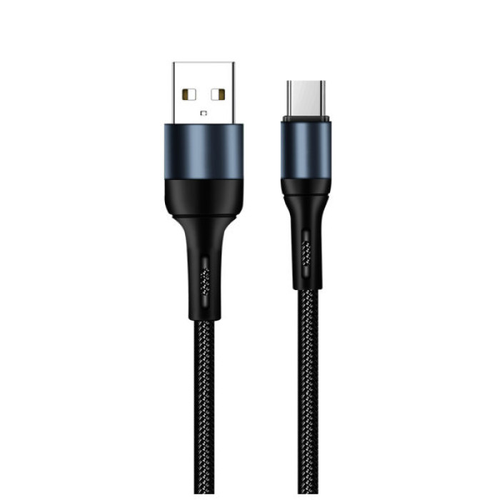 Дата кабель USB 2.0 AM to USB-C 1.0m nylon black ColorWay (CW-CBUC045-BK)
